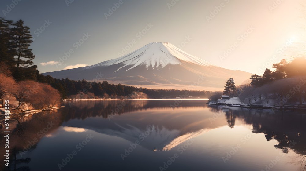 冬の雄大なる富士山 No.006 |  The Majestic Beauty of Mount Fuji in Winter Generative AI