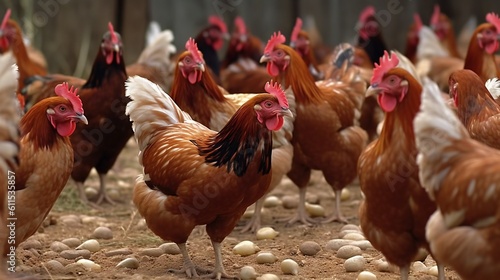 AI Generative. The rhythmic clucking of hens as they peck at the ground in search of food