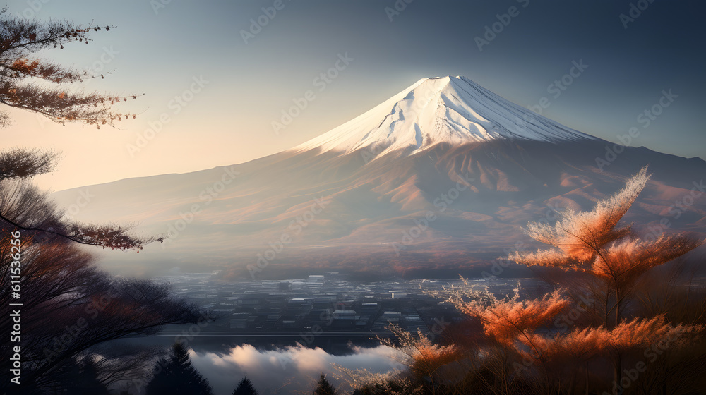 冬の雄大なる富士山 No.012 |  The Majestic Beauty of Mount Fuji in Winter Generative AI