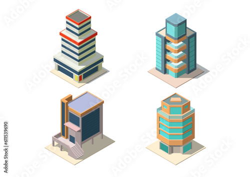 isometric modern futuristic building