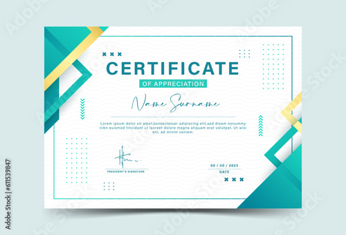 Dark green and gold geometric effect achievement certificate template Vector blank design achievement certificate template