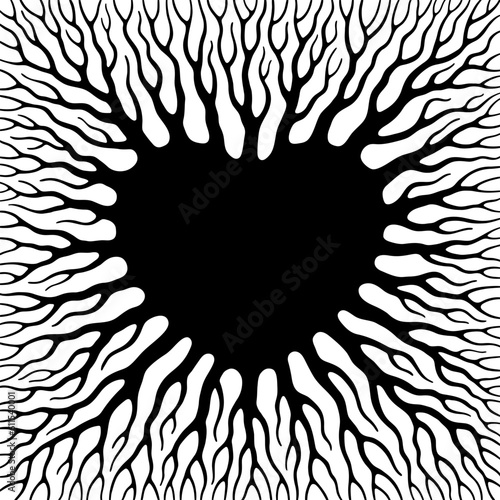 Heart symbol and roots or bare branches spreading from it