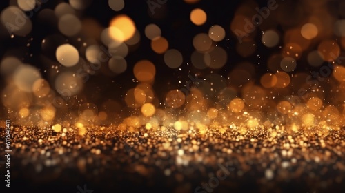 Vintage glitter lights background. Dark gold and black. De accent.Generated with AI