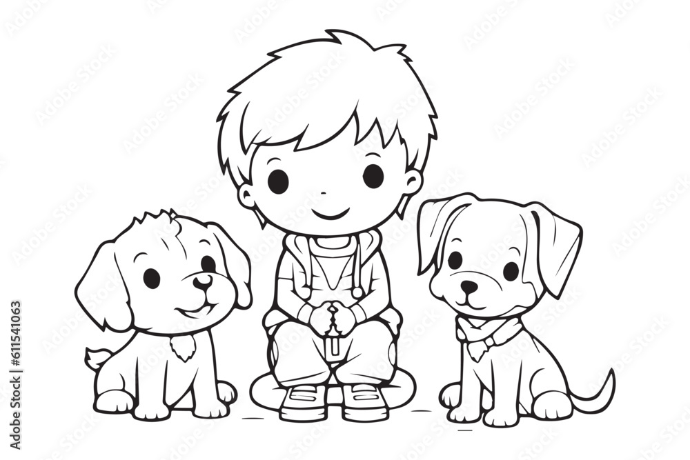 Kids Coloring Book, Coloring Pages, Dog Character Coloring Page With ...
