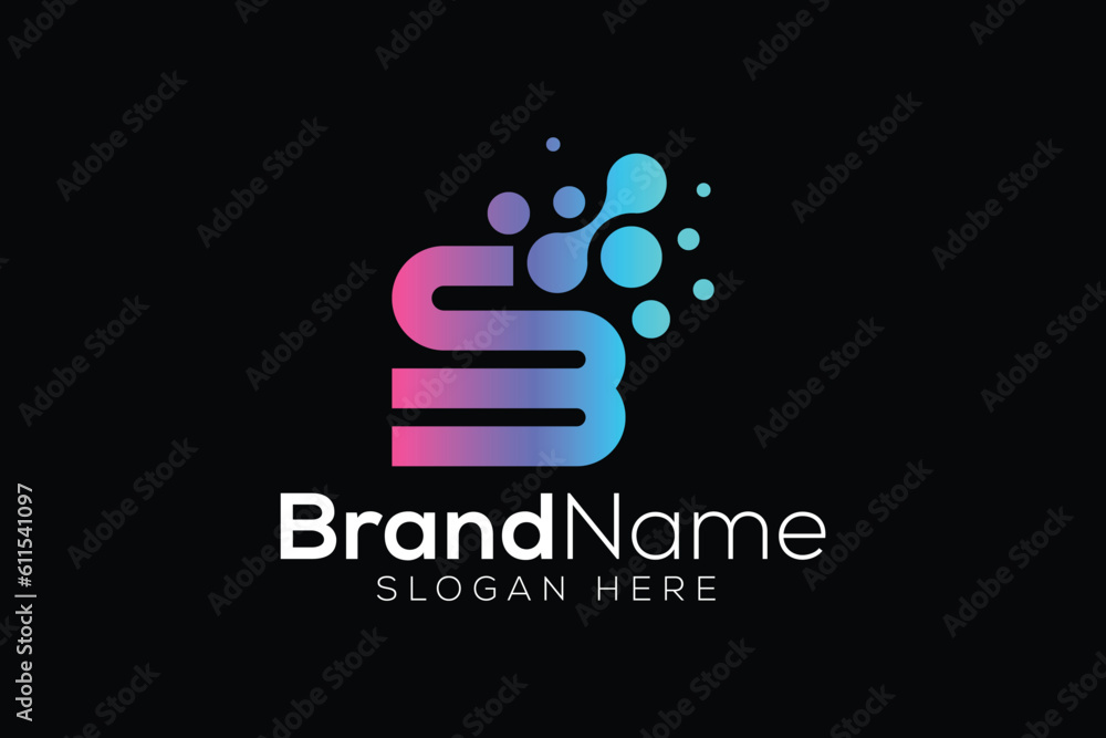 Letter S B Halftone dot technology logo design template Letter S B Halftone dot technology logo design template