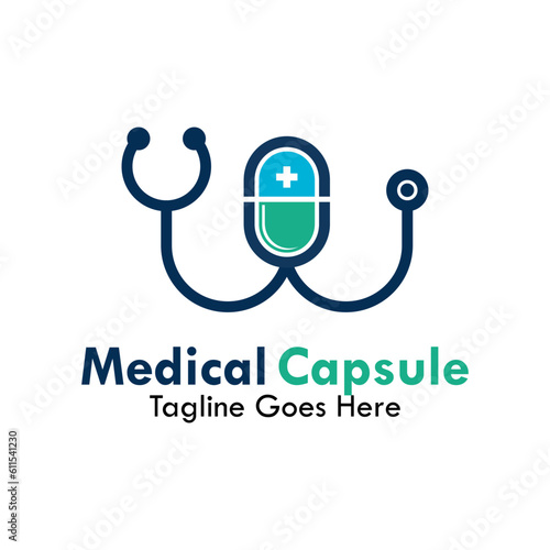 Medical capsule design logo template illustration