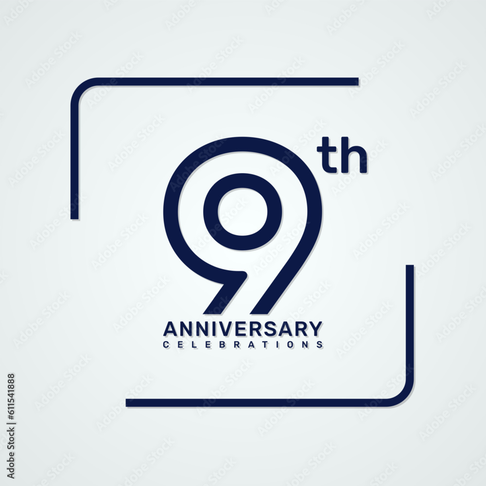 9th anniversary logo design with double line style concept, logo vector template 9th anniversary logo design with double line style concept, logo vector template