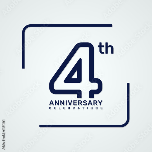 4th anniversary logo design with double line style concept, logo vector template