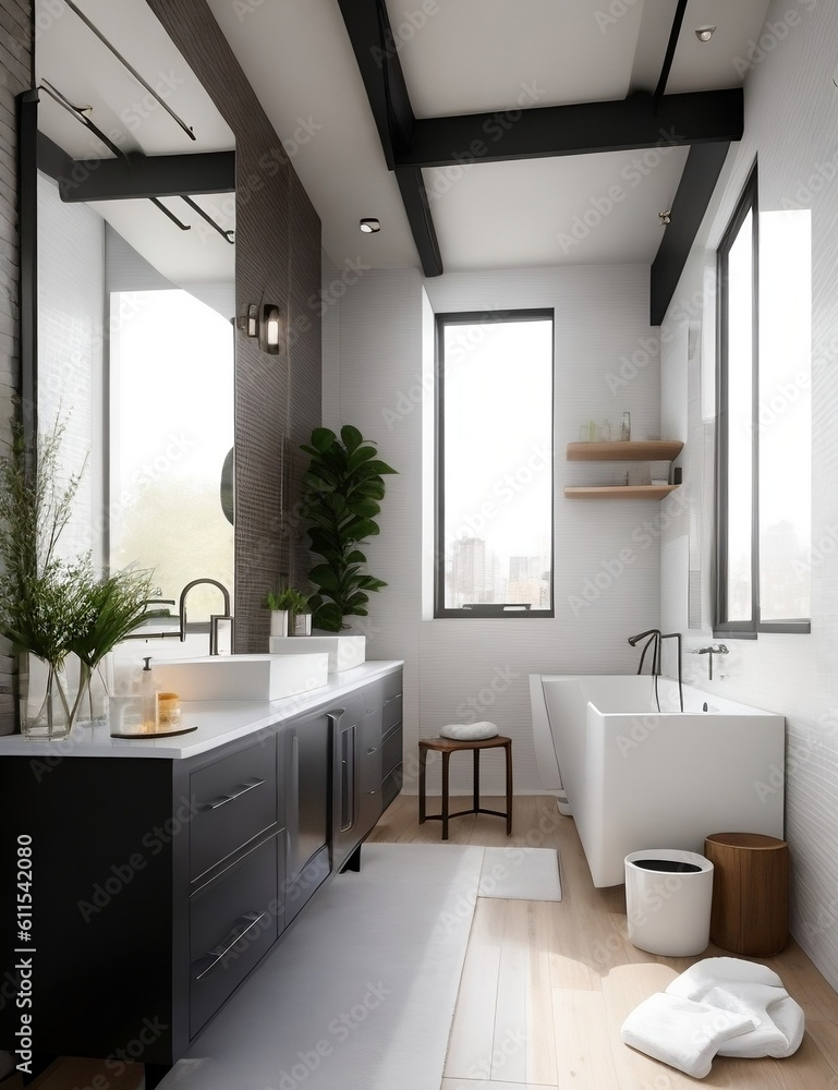 Fototapeta premium modern bathroom with furniture