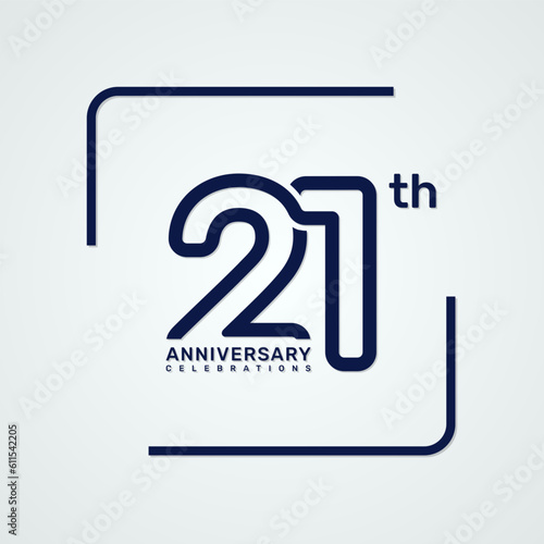 21th anniversary logo design with double line style concept, logo vector template