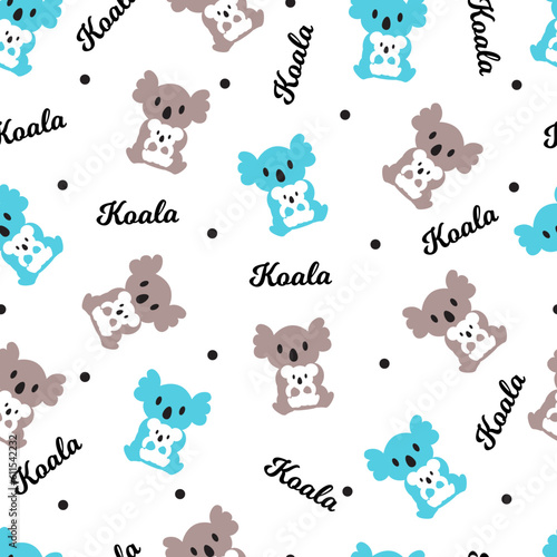 Cute Koala Family Hug Vector Graphic Art Seamless Pattern