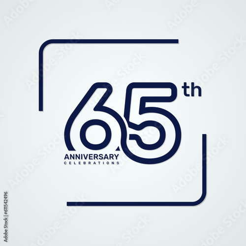 65th anniversary logo design with double line style concept, logo vector template