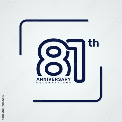 81th anniversary logo design with double line style concept, logo vector template