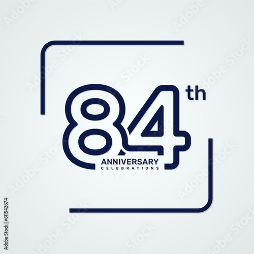 84th anniversary logo design with double line style concept, logo vector template