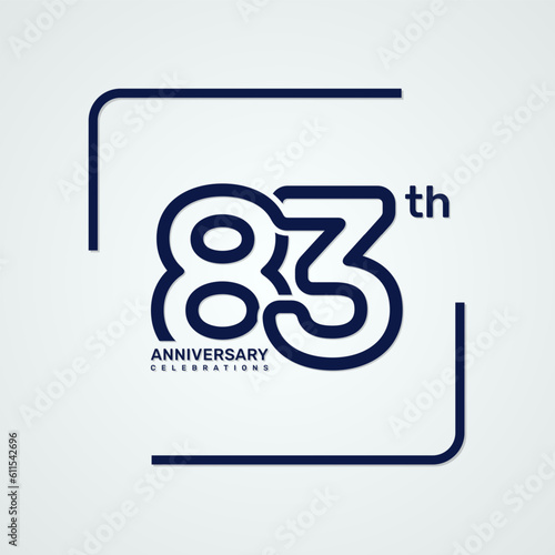 83th anniversary logo design with double line style concept, logo vector template