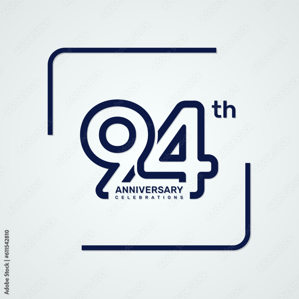 94th anniversary logo design with double line style concept, logo vector template