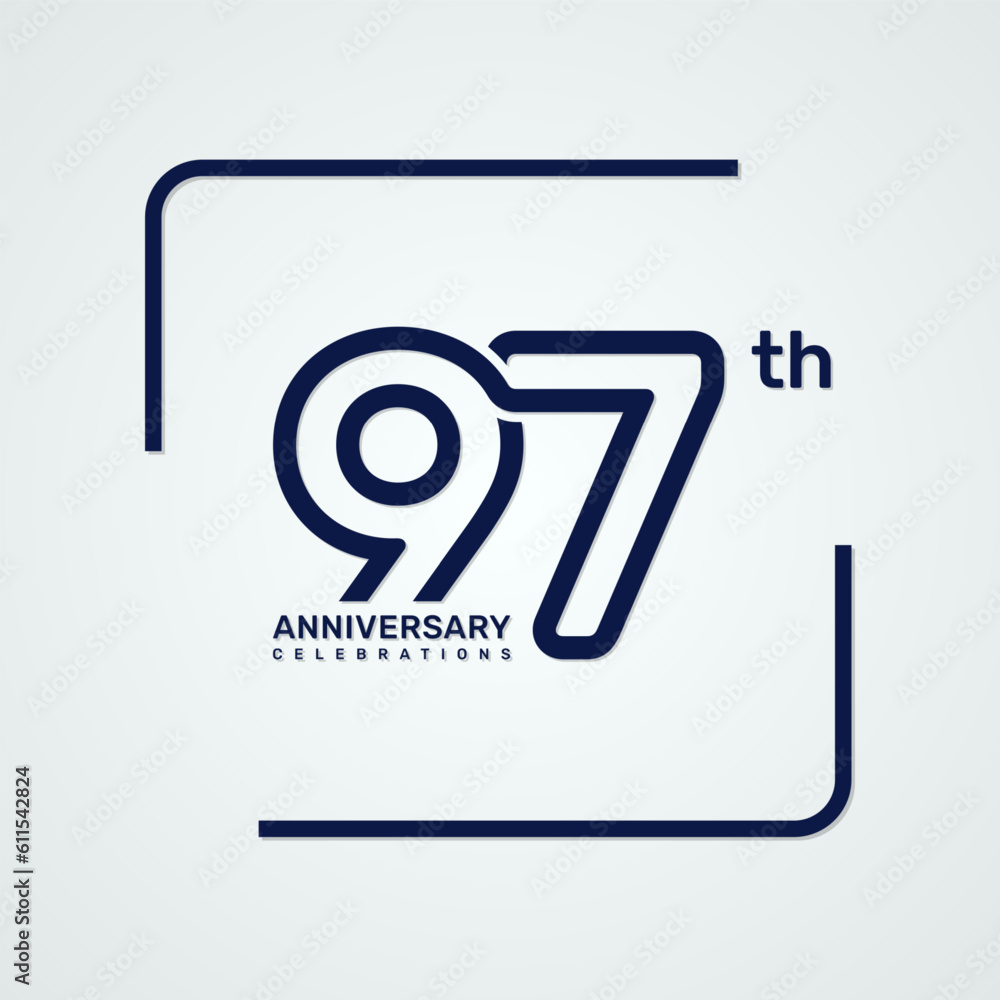 97th anniversary logo design with double line style concept, logo vector template 97th anniversary logo design with double line style concept, logo vector template