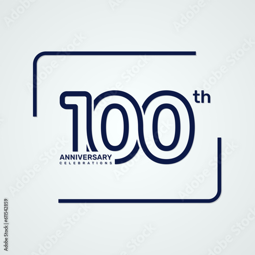 100th anniversary logo design with double line style concept, logo vector template