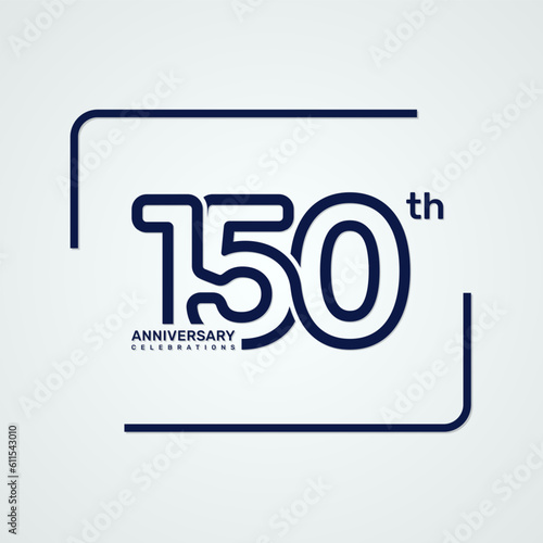 150th anniversary logo design with double line style concept, logo vector template