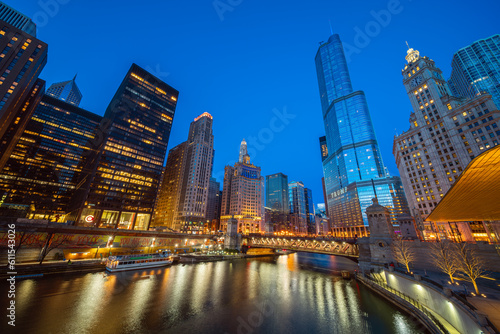 Cityscape of Chicago Riverwalk