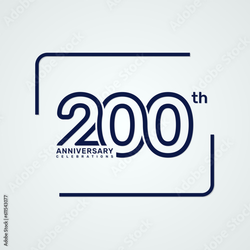 200th anniversary logo design with double line style concept, logo vector template