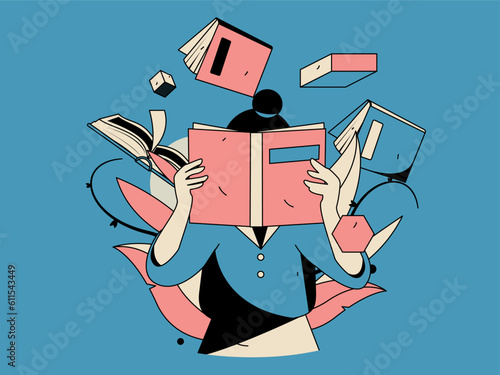 Education learning people flat vector concept hand drawn illustration
