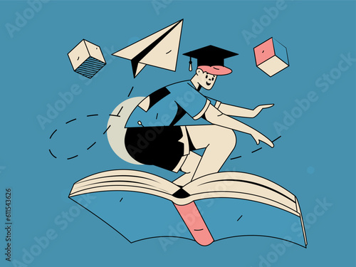 Education learning people flat vector concept hand drawn illustration
