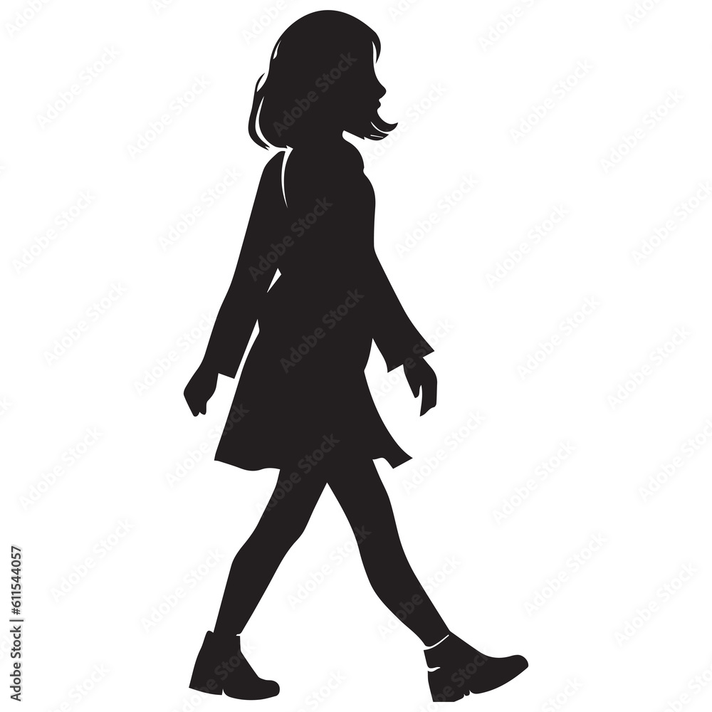 A Girl Walking Vector silhouette illustration