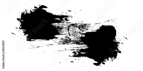 Abstract grunge paint stripe black. Modern Textured shape . Dry border in Black