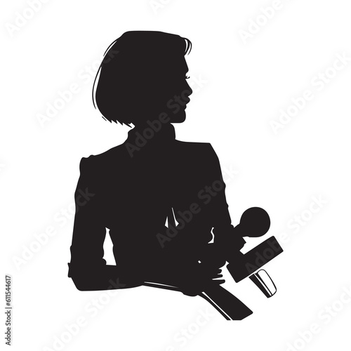 A Female Journalist Vector silhouette, female news presenter vector illustration