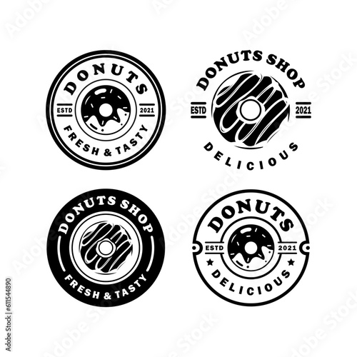 Donuts logo set template design collection