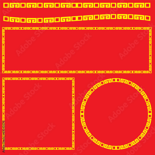 Chinese line boarder bundle set vector image