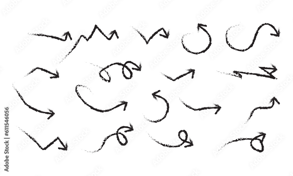 Obraz premium set different shape hand-drawn arrows. Vector graphic design.