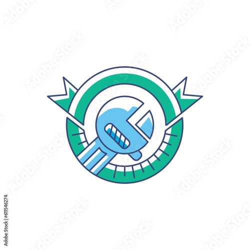 wrench logo as hipster gear design simple modern.  logo with offside style,
