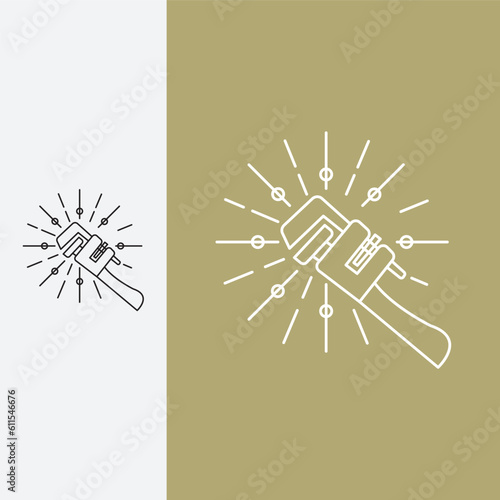 plum key logo as hipster gear modern sign template. logo with monoline style,
