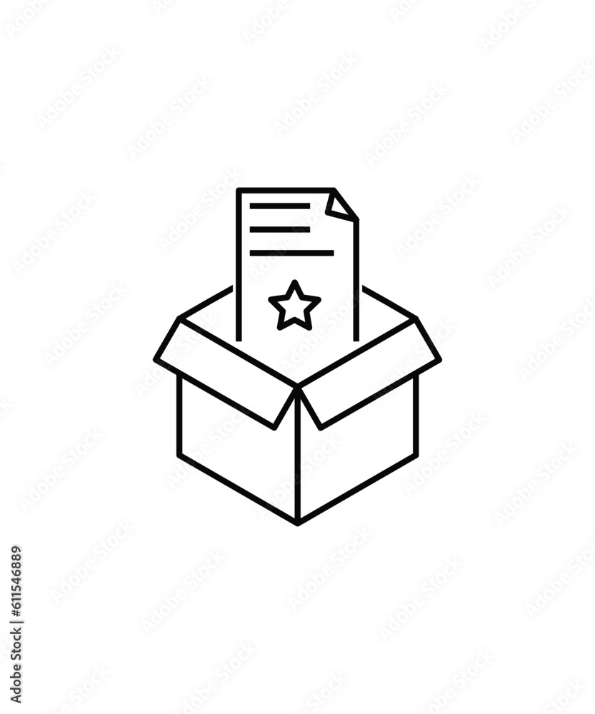 box with document icon, vector best line icon. box with document icon, vector best line icon.