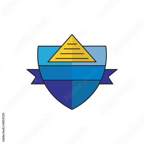 pyramid logo with emblem shield, logo modern sign template. solid color style,
