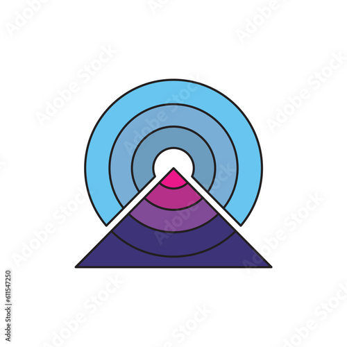 resonant pyramid logo, logo design simple modern. solid color style,
