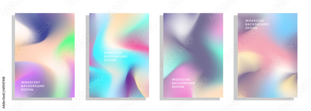 vector holographic pastel cover design set