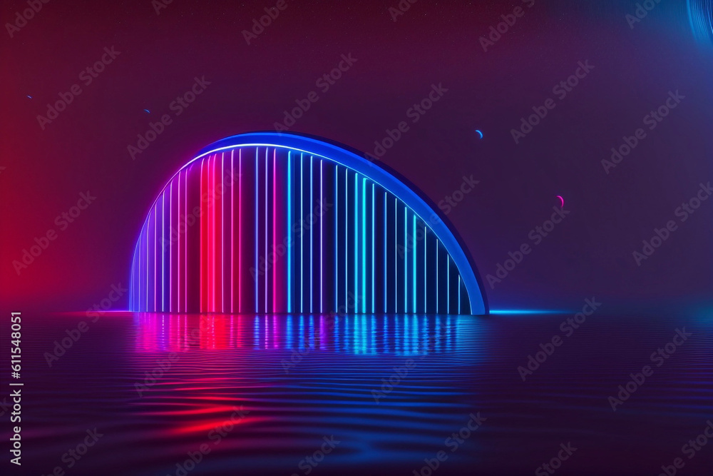 Rounded Neon Red and Blue lines Background video, Footage