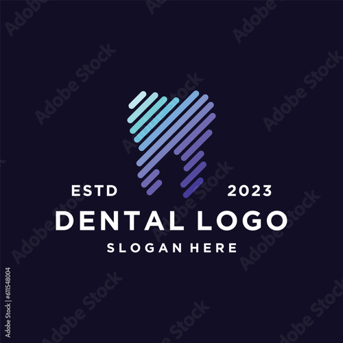 line tooth symbol logo dental vector. medical concept