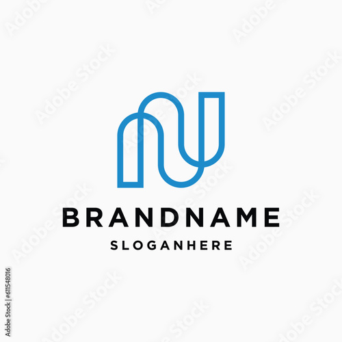 initials n or nu logo vector designs template