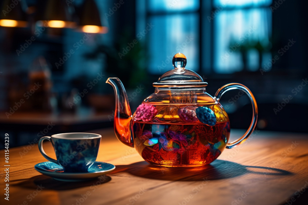 Whirling Colors in a Steeped Teapot, Mid-angle Shot, created with Generative AI Whirling Colors in a Steeped Teapot, Mid-angle Shot, created with Generative AI