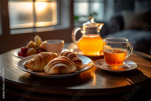Pairing Tea with Delicious Pastries  Mid-angle Shot  created with Generative AI
