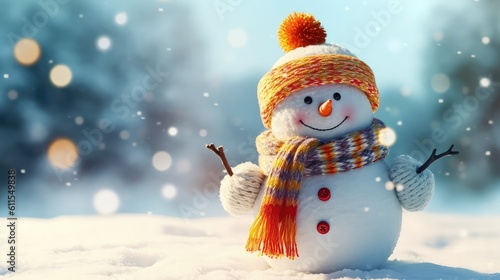 Fotografie, Obraz snowman with generative ai