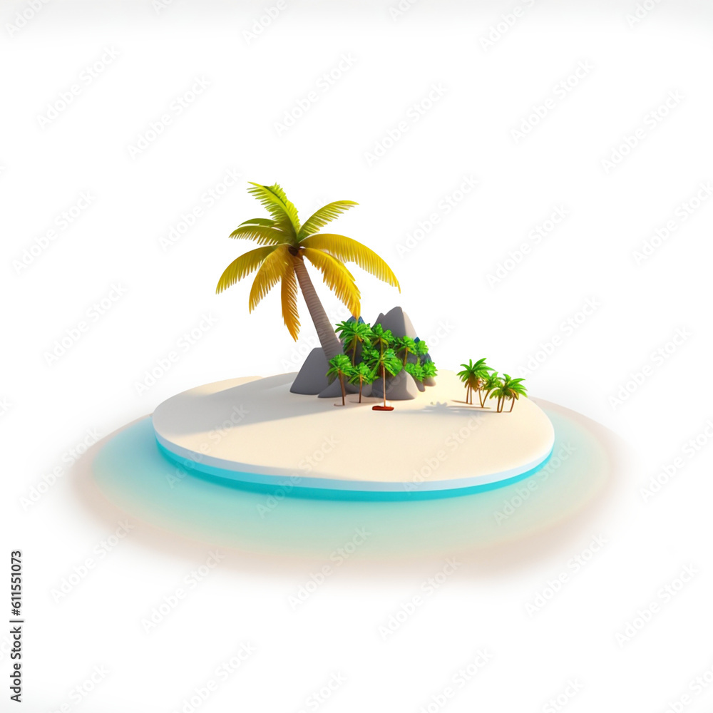 Obraz premium beach minimalis 3d icon logo