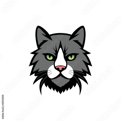 simple sticker cute cat head vector illustration template design