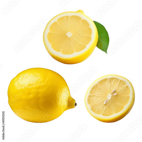 lemon and lime isolated on transparent background cutout