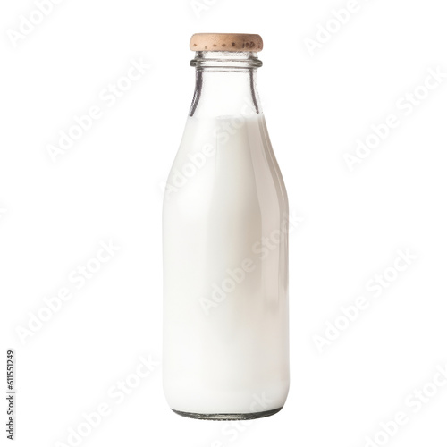 bottle of milk isolated on transparent background cutout photo