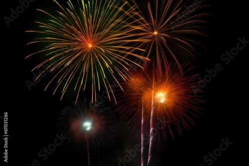 five multicolored fireworks on a black background © EnelEva
